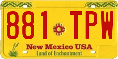 NM license plate 881TPW