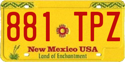 NM license plate 881TPZ