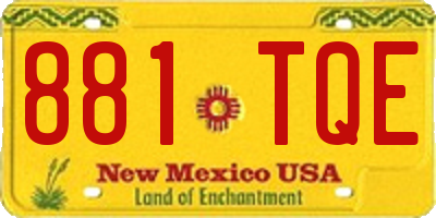 NM license plate 881TQE