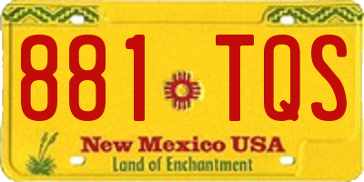 NM license plate 881TQS