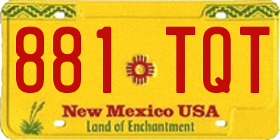 NM license plate 881TQT
