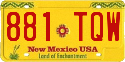 NM license plate 881TQW