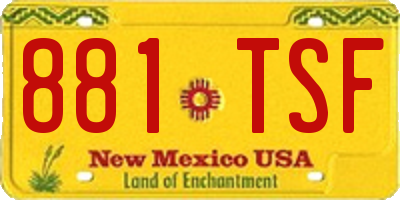 NM license plate 881TSF