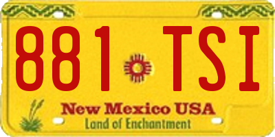 NM license plate 881TSI