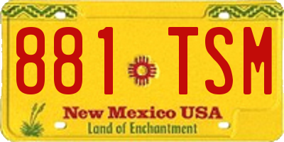NM license plate 881TSM