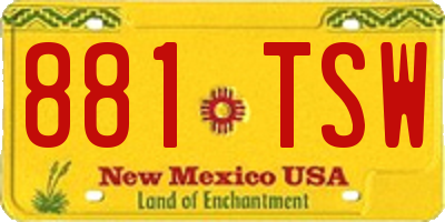 NM license plate 881TSW