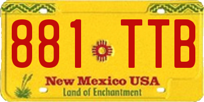NM license plate 881TTB