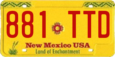 NM license plate 881TTD