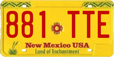 NM license plate 881TTE