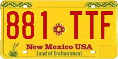 NM license plate 881TTF