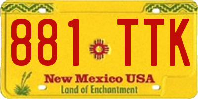 NM license plate 881TTK