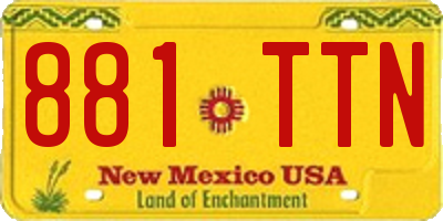 NM license plate 881TTN