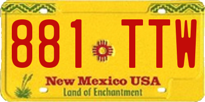 NM license plate 881TTW