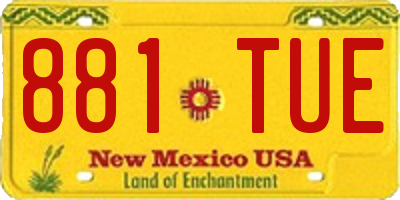 NM license plate 881TUE
