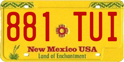NM license plate 881TUI