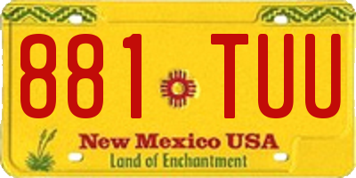 NM license plate 881TUU