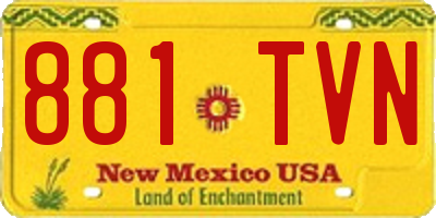 NM license plate 881TVN