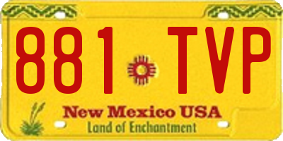 NM license plate 881TVP