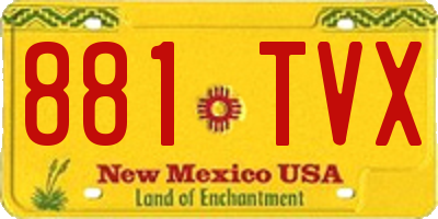 NM license plate 881TVX