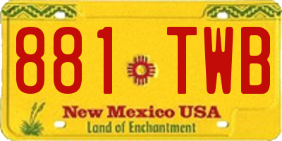 NM license plate 881TWB