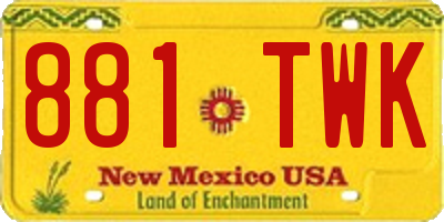 NM license plate 881TWK