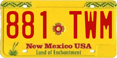NM license plate 881TWM