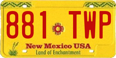 NM license plate 881TWP