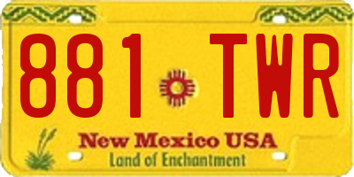 NM license plate 881TWR