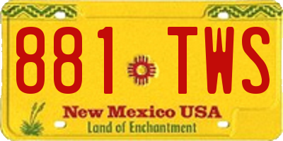 NM license plate 881TWS