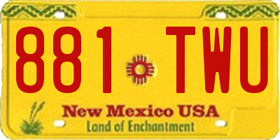 NM license plate 881TWU
