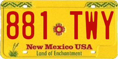 NM license plate 881TWY