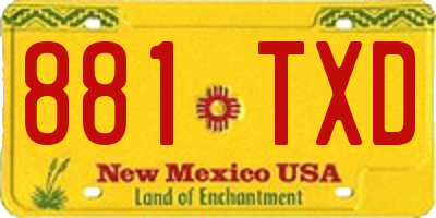 NM license plate 881TXD