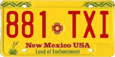 NM license plate 881TXI