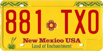NM license plate 881TXO