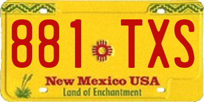 NM license plate 881TXS