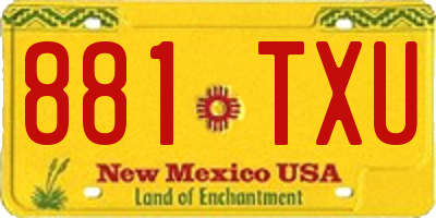 NM license plate 881TXU