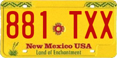 NM license plate 881TXX