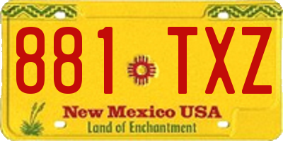 NM license plate 881TXZ