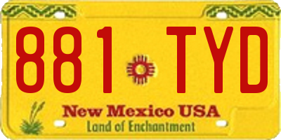 NM license plate 881TYD
