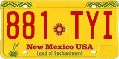 NM license plate 881TYI