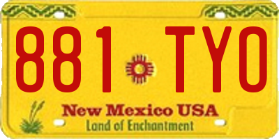 NM license plate 881TYO