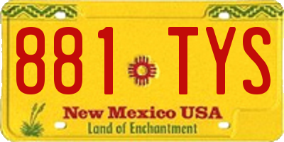 NM license plate 881TYS
