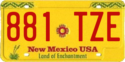 NM license plate 881TZE