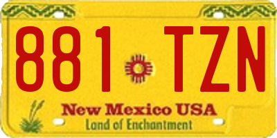 NM license plate 881TZN