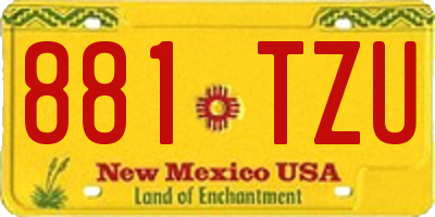 NM license plate 881TZU