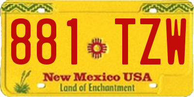 NM license plate 881TZW