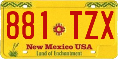 NM license plate 881TZX