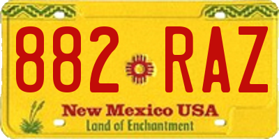 NM license plate 882RAZ
