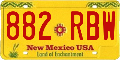 NM license plate 882RBW