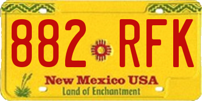 NM license plate 882RFK
